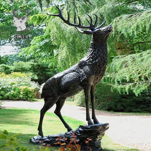 Factory wholesale Fine Cast Solid Bronze Stag Statue Sculpture for Garden Decoration