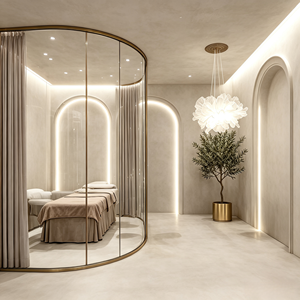 Custom Nail <b>Salon</b> Furniture Set Modern Beauty <b>Salon</b> <b>Reception</b> <b>Desk</b> Nail Station Interior Design Turnkey Shopfitting - Product Image 5