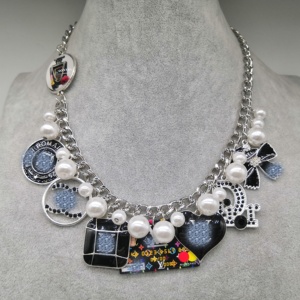 <strong>Factory</strong> Direct Bohemian Style Gold Rhodium Plated Zinc Alloy Necklace <strong>Design</strong> Charm Link <strong>Chain</strong> Heart Shape for Anniversaries - Product Image 3