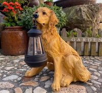 Lampe solaire artistique en résine, peinte à la main, pour extérieur, cour, animal réaliste, chien mignon, jardin, villa, pelouse, Noël