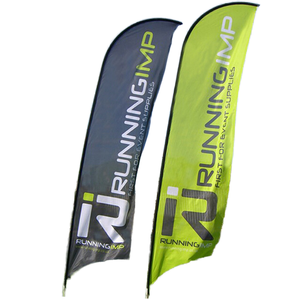 Custom Promotional Beach Flag Kit with Aluminium Flagpole Digital Printed Feather Banner Teardrop Flags Ground Spike for Sale