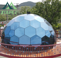Serre dôme monocouche en verre à structure en alliage d'aluminium multifacettes de grande taille (7m/10m/12m)
