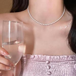 French Style Imitation Pearl Flower Necklaces for Women Temperament Fashion Collarbone <strong>Chain</strong> Jewelry - Product Image 6