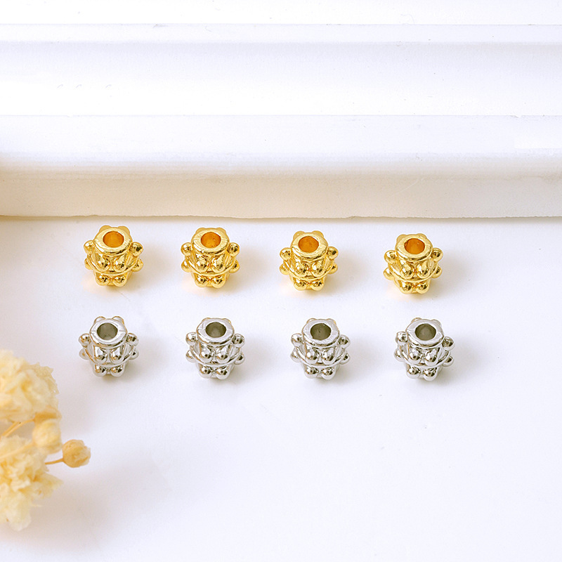 Estilo 9, cuentas espaciadoras esféricas con estrías de 4,5 mm