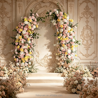 Pilar Bunga Artifisial MOQ Rendah, Mawar Sutra Hydrangea untuk Latar Belakang Pernikahan, Photo Booth, Pesta, Dekorasi Ornamen Natal