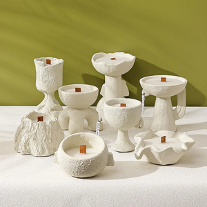 Velas de Soja <span class=keywords><strong>en</strong></span> Pilar de Cerámica Hechas a Mano, Portavelas de Cemento, Portavelas de Concreto, Decoración Artística Creativa y Ecológica para el Hogar - Product Image 2