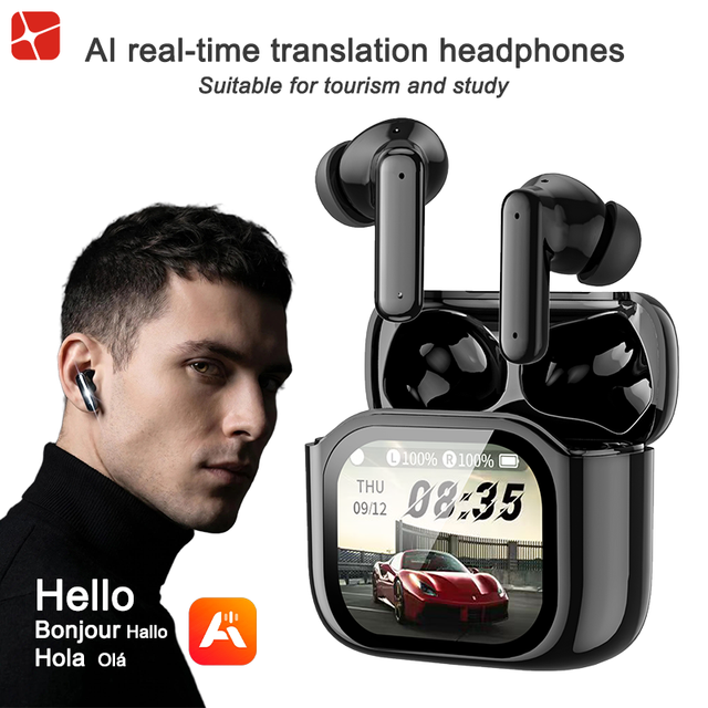 Tech Gadget Ai Translator Headphones for Men With Ai Voice Assistant Large Model Nec Noise Reduction Wireless Earbuds