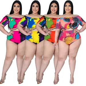 E-AP7015 3D 패턴 한 어깨 숙녀 여름 세트 플러스 크기 수영복 특대 여성 수영복