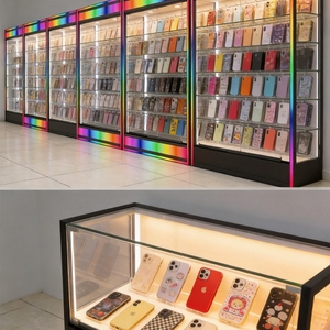 Vitrine de présentation pour la maison, vitrine personnalisée en verre trempé avec éclairage LED coloré en bas, pour produits de boutique de tabac - Product Image 2