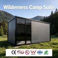 Pod de studio de yoga respirant, pliable et détachable, avec intérieur revêtu de bois, pour site de location de glamping en montagne et de retraite bien-être