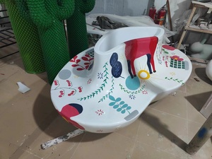 Y625 2 en 1 en forme de coeur Pot de fleur chaise centre commercial Art décor Passage toilettes luxe loisirs relaxant chaise d'attente banc - Product Image 6