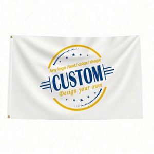 ธงพิมพ์ดิจิทัลรักษ์โลก แบบแขวน/ติดตั้งได้ทุกที่ ทุกขนาด ทุกโลโก้ ทุกดีไซน์ ผ้าโพลีเอสเตอร์ 100D สีขาว รูปทรงสี่เหลี่ยมผืนผ้า - Product Image 2