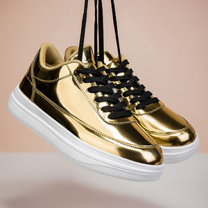 Hot-Selling <b>Men</b>’s Large-Size Gold Patent PU Leather Skate <b>Shoes</b> Non-Slip Lace-Up Customizable Casual Sports <b>Shoes</b> - Product Image 5