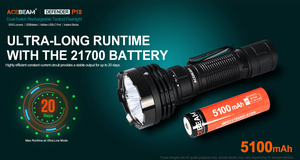 Đèn pin chiến thuật lõi tứ P18, sử dụng đèn LED 4X SFT40 với công suất tối đa 5000 lumen và tầm chiếu xa 629 mét - Product Image 6