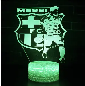 مصباح طاولة USB بمفتاح لمس LED للإضاءة الليلية, سلسلة مصابيح كرة القدم ثلاثية الأبعاد الوهمية LED للإضاءة الليلية