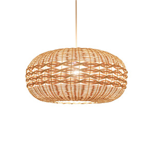 Luminaire suspendu rond en bambou et rotin Chahuo, E27 LED, une seule tête, pour restaurant, salon de thé, éclairage de ferme - Product Image 5