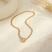 Minimalisme unisexe en acier inoxydable ensemble de bijoux filles plaqué or à la mode coeur pont lien chaîne Bracelet collier pour quotidien