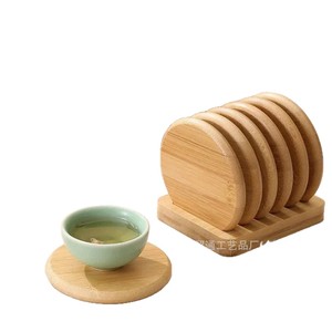 Posavasos de madera para taza de té, tapete redondo de bambú con aislamiento térmico para juego de té chino, platillo de té Kung Fu, uso doméstico en el escritorio - Product Image 5
