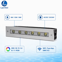 Recessed Linear Light 316 Stainless Steel Pool Lamp Underwater Pool Lights RGB Color-Changing IP68 DC24V 6W 12W 18W