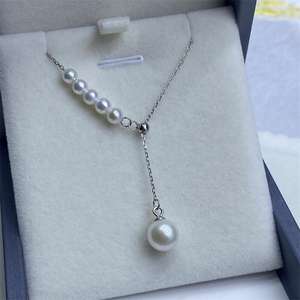 Collar de Plata de Ley 925 de Lujo Zhuji, Colgante de Princesa Sirena, Cadena en Forma de Y, Sonrisa, Camino de Luz, Cadena de Clavícula de Cuerpo Completo, Perla - Product Image 1