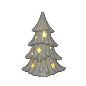 Лидер продаж, керамическая елка со светодиодной подсветкой, Рождественское украшение, белая елка, праздничные подарки