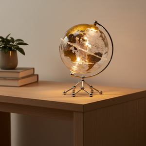 Wellfun HD Globe transparent rotatif avec lampe sur pied en métal Globes de décoration géographique - Product Image 6