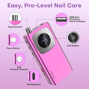 Meilleur Choix 2026 : Ponceuse à Ongles Professionnelle 45000 tr/min, Lime à Ongles Électrique Portable et Rechargeable pour Manucure - Product Image 5