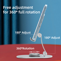 Support de téléphone et tablette en aluminium rotatif multi-angles avec support de bureau pliable et réglable