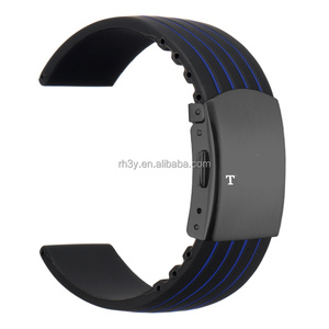 Bracelet de remplacement en caoutchouc silicone respirant Beyourself/Heritage avec motif textuel coloré et logo pour montres de 18 à 24 mm - Product Image 1