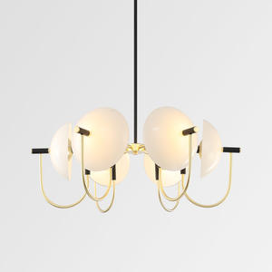 Lustre semi-circulaire en verre de style nordique postmoderne pour salon, salle à manger, bar musical, salle d'exposition, alimentation CA - Product Image 1