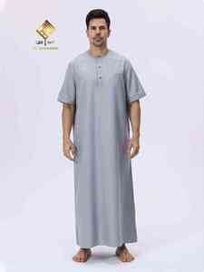 AL HARAMAIN 2025 Moda Musulmana para Hombre, Camisa Larga Ligera y Transpirable de Poliéster con Rayas Sin Costuras, Mangas Burqa, Elegante y Casual Árabe - Product Image 2