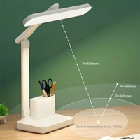 Lámpara de Escritorio Moderna Recargable con 3 Colores de Luz Atenuable, Portaplumas y LED para Cuidado de la Vista, Plegable