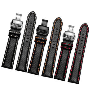 20mm 22mm 24mm Bracelets en <span class=keywords><strong>cuir</strong></span> de fibre de carbone de qualité supérieure <span class=keywords><strong>Bracelet</strong></span> de <span class=keywords><strong>montre</strong></span> en <span class=keywords><strong>cuir</strong></span> de vache <span class=keywords><strong>Bracelet</strong></span> pour hommes - Product Image 2