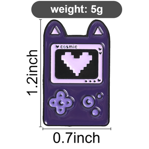 Épinglette en émail personnalisée Cosmic Cat Game Console, Badge métallique Kawaii Chat Violet Gameboy, Épinglette de revers Cœur Pixel, Cadeau pour Gamer - Product Image 6