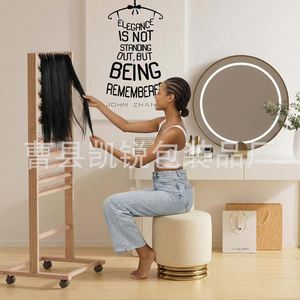 Support à perruques en bois à 6 niveaux sur pied avec roulettes pour l'affichage des perruques et le rangement des tresses - Product Image 3