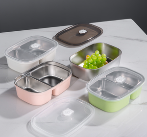 Thép Không Gỉ Thực Phẩm Lưu Trữ <span class=keywords><strong>Container</strong></span> Trẻ Em Bento Hộp 2 Ngăn Chống Rò Rỉ Nước Sốt Snack Hộp Cho Các Trường Học Văn Phòng Nhà Bếp - Product Image 6