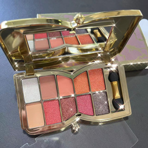 พาเลทอายแชโดว์ 10 สี ชุบทอง ประดับเพชร ให้สีสันสดใส โดดเด่น พร้อมแปรงแต่งหน้าพกพาสะดวก รับผลิตแบรนด์ส่วนตัว - Product Image 1