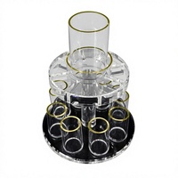 Support rotatif transparent en acrylique pour verres à liqueur, présentoir à double couche avec bordure dorée pour verres à shot, présentoir à vin pour bar et fêtes