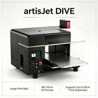 Impresora plana UV LED artisJet DIVE A2 para señalización industrial, acrílico, PVC, madera, metal, placa de plástico, letrero publicitario.
