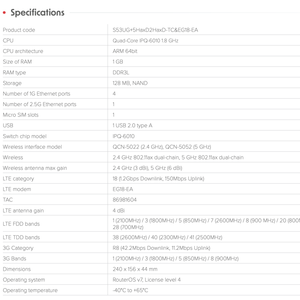 เราเตอร์ไร้สาย MikroTik Chateau LTE18 Ax รองรับ WEP 2.4G/5G ดูอัลแบนด์ เสาอากาศภายนอก 2 เสา QoS-Brand - Product Image 4