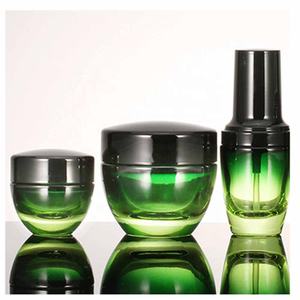 Yüksek kalite 30ml 50ml 100ml cam losyon şişe sprey basınç pompası cilt bakımı şişesi degrade yeşil cam 15g 30g kozmetik kavanoz - Product Image 3