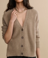 70% Wolle 30% Kaschmir Rippstrick Damen-Cardigan Klassischer Damen-Pullover
