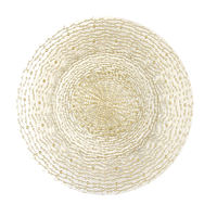 Assiettes de présentation en verre transparent avec motif cercle concentrique à pois dorés, assiettes décoratives rondes pour la décoration de table de mariage et de banquet