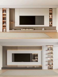 Meuble TV au design moderne Support TV flottant pour petit salon avec cheminée pour idées de décoration de salon - Product Image 2