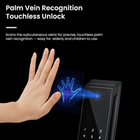 Cerradura Inteligente Multifuncional con Pantalla Integrada, Soporte para Cámara 3D, Desbloqueo por Palma de la Mano, Desbloqueo por Huella Dactilar, Llave de Desbloqueo Digital