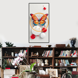 Orologio Decorativo con Immagine di Farfalla, Dipinto Moderno Minimalista, Decorazione Murale in Porcellana Cristallina - Product Image 1