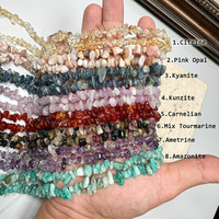 Perles de pierre brute irrégulière de couleur mélangée de 5 à 8 mm, tourmaline, éclats de pierre irrégulière, perles percées, forme irrégulière, perles de cristal naturel