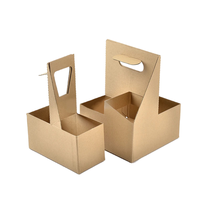 Porte-gobelet portable en papier kraft pour thé au lait, emballage portable pour café ondulé jetable, plateau double pour boissons à emporter