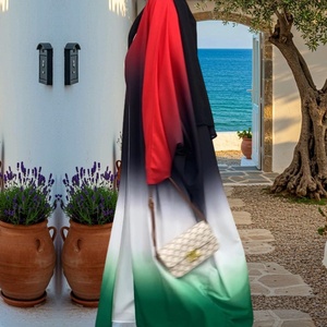 6750# Customize Color Modest Abaya Lucky Gradient Color Elegant Muslim Islamic <b>Kaftan</b> Women Popular Fashion Open Abaya - Product Image 3