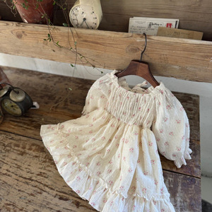 Abito Principessa in Cotone Floreale per Bambine, Nuova <span class=keywords><strong>Collezione</strong></span> Primavera 2026, ODM con Maniche a Lanterna Arricciate, Stile Coreano Lungo - Product Image 2